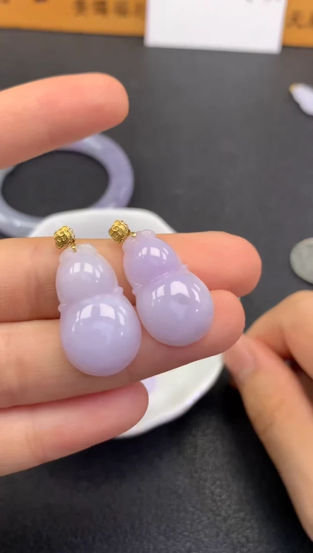 翡翠18K金镶嵌吊坠(赠链)FA68 翡翠葫芦 多样性发其一赠银链