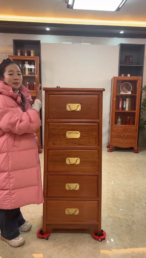 花梨木类端景台五斗高柜