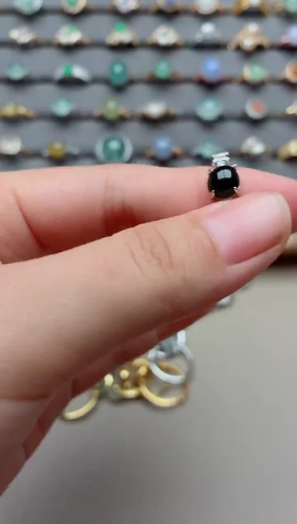 银S925镶嵌戒指翡翠.