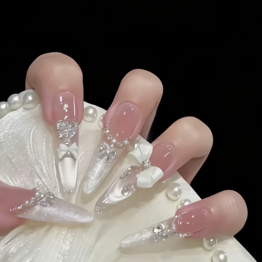 【鎏光星结】显白渐变猫眼碎钻纯手工穿戴甲穿戴光疗甲秋冬必备爆款