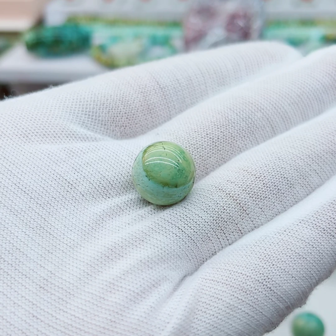 精美原矿绿松石水波纹圆珠配饰