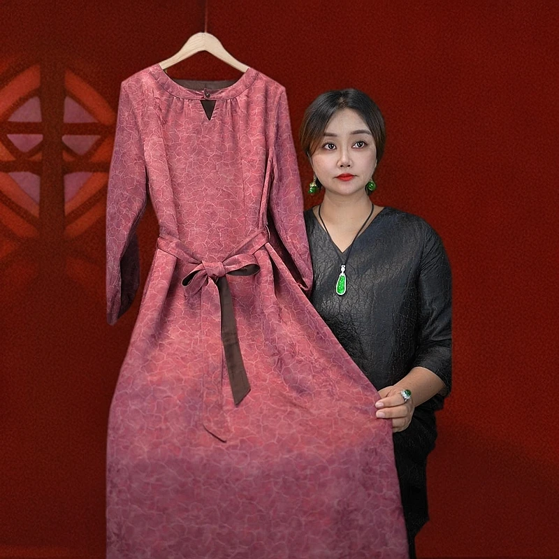 <<非遗美学>>T1295香云老料过薯莨轻奢连衣裙