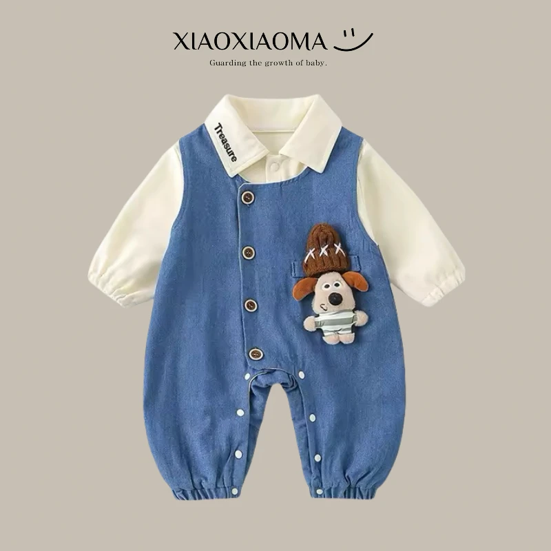 【XXM】套装婴儿宝宝a类新款洋气春装牛仔套装宝宝纯棉衣服春款