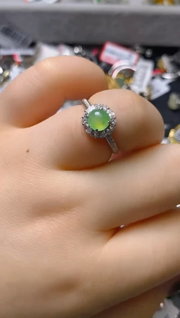 银S925镶嵌戒指翡翠百内无证书