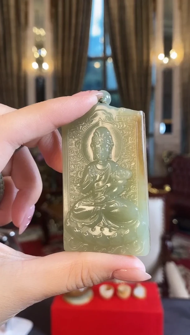 和田玉未镶嵌挂件观自在观音牌