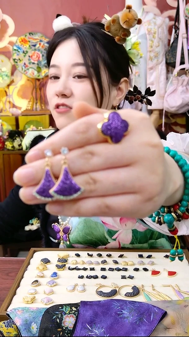 纯铜合金琉璃非遗耳饰