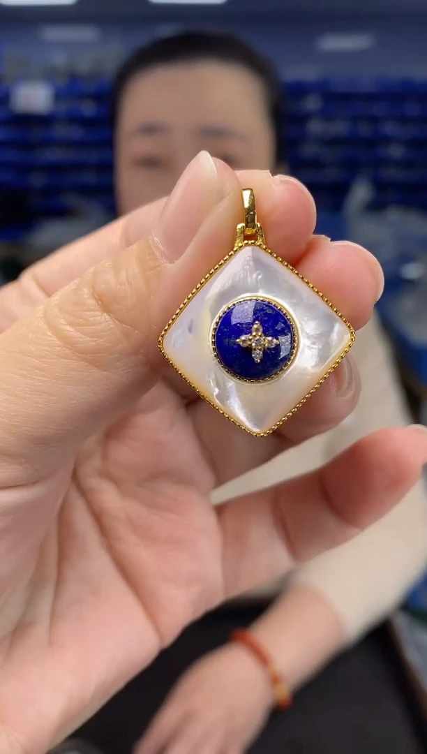 银S925镶嵌青金石吊坠(不含链)DZ6634