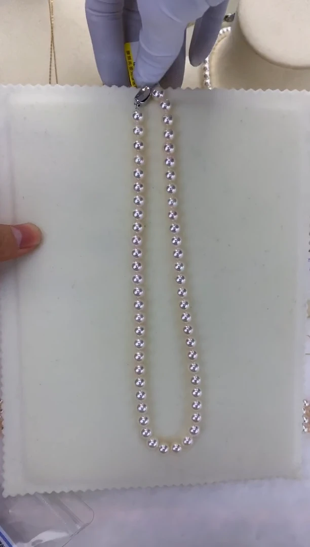 银S925镶嵌DA海水珍珠 GD226 7-8 akoya串链