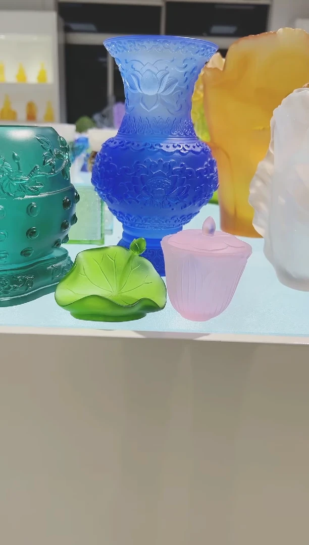 茶宠古法琉璃荷花供水杯