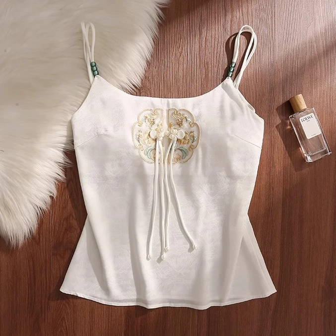 新中式刺绣吊带背心内搭女2025夏季新款高级感国风美背无袖上衣