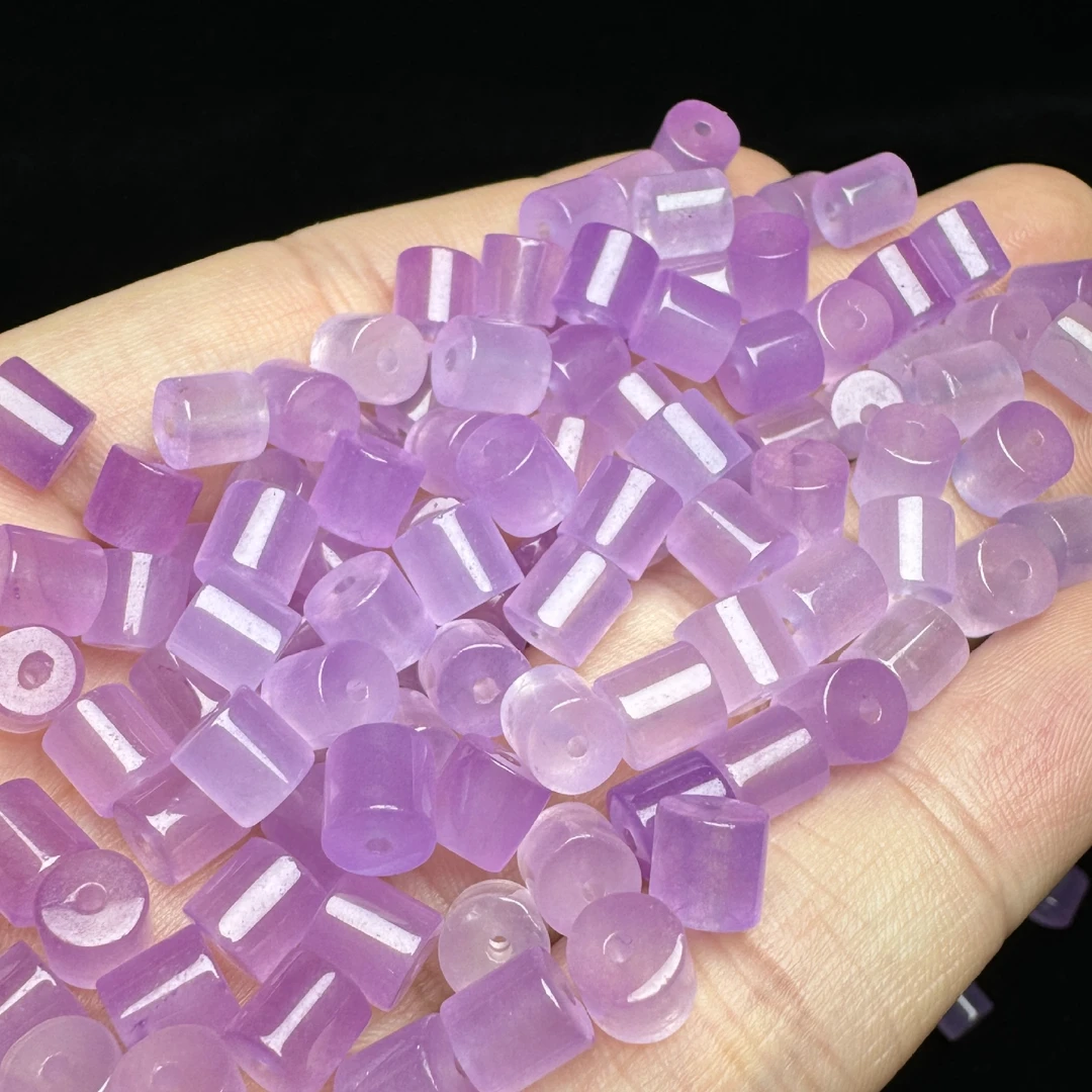 高冰紫色6×6桶珠散珠批发直筒珠diy手链项链玉天然粉隔珠配饰珠子