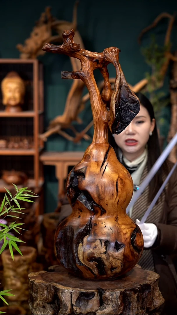 木雷击枣木葫芦摆件