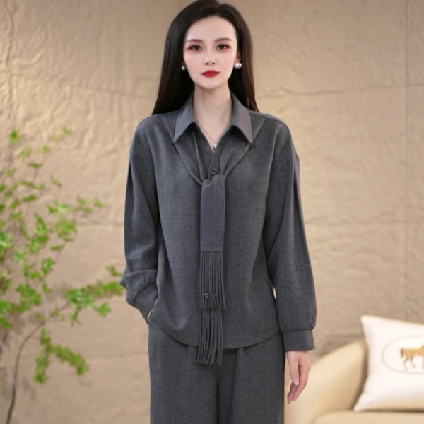 2025秋季新款高级百搭优雅减龄显瘦两件套套装M-4XL