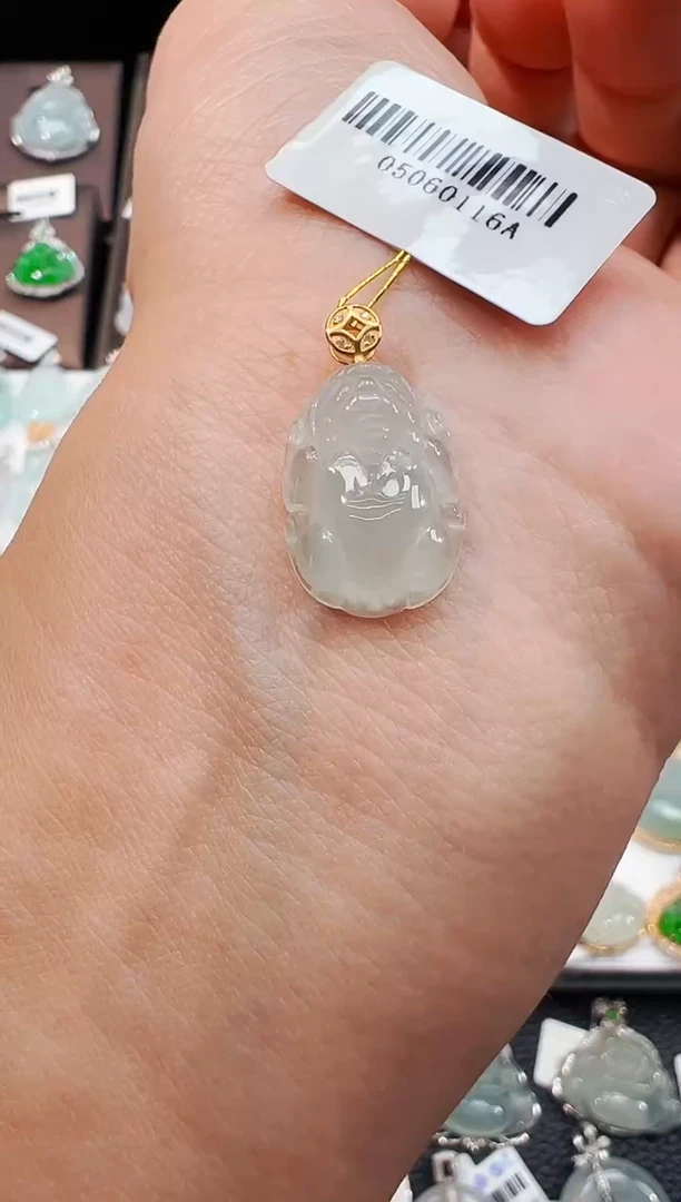 吊坠(不含链)18K金镶嵌翡翠貔貅吊坠116A