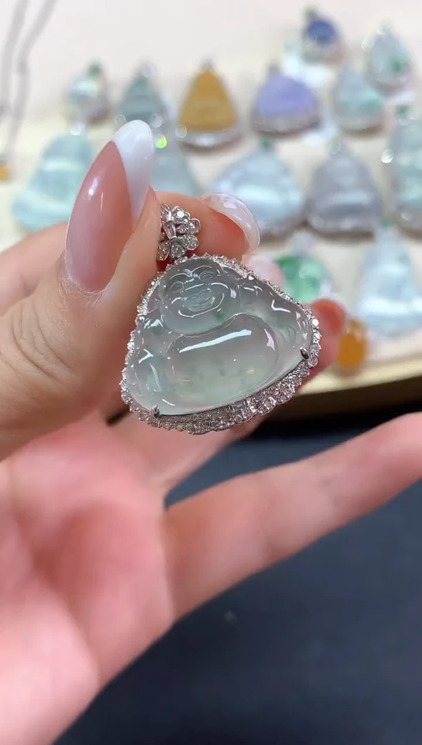 吊坠(不含链)18K金镶嵌翡翠吊坠(不含链)|9800