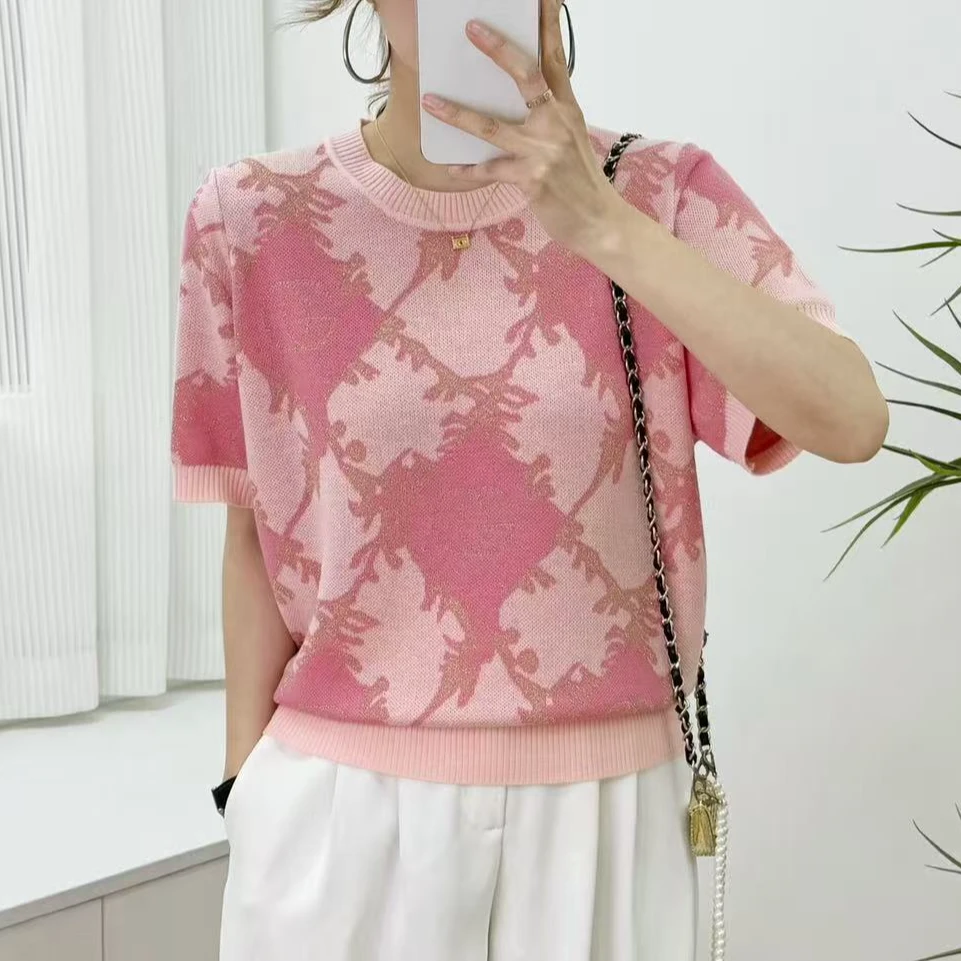 837#短袖针织衫显瘦时尚百搭圆领444