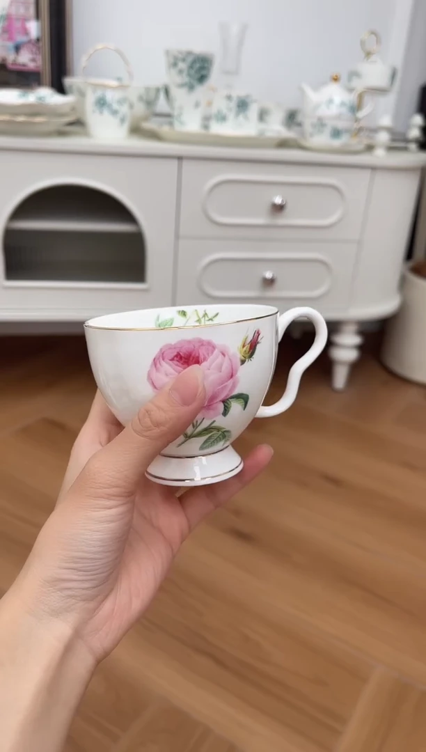杯玫瑰高骨骨瓷微瑕不退换杯子