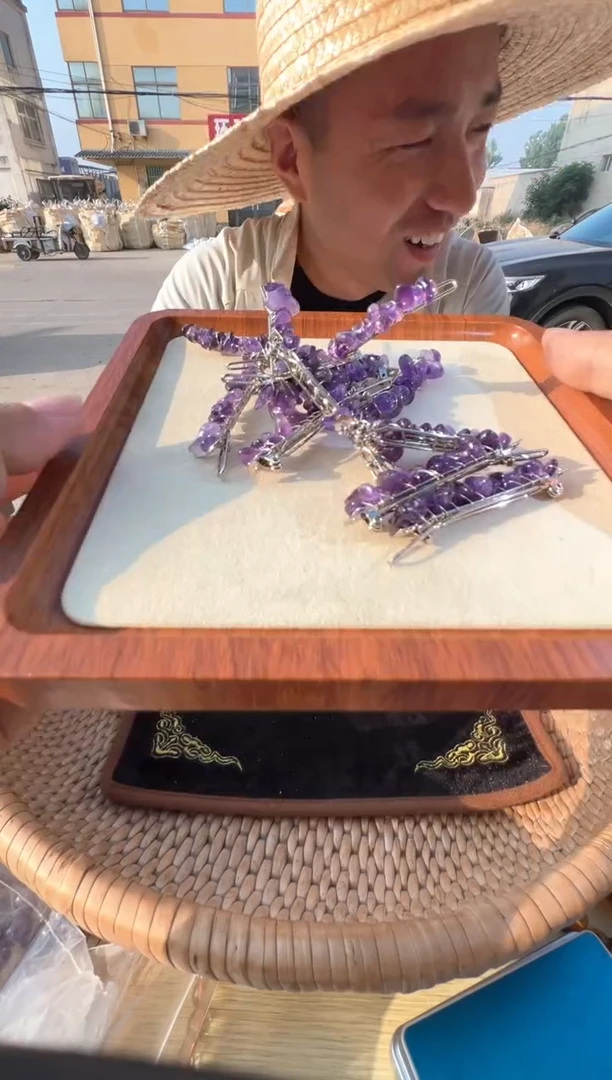 水晶手链未镶嵌天然紫水晶发卡多样性发一