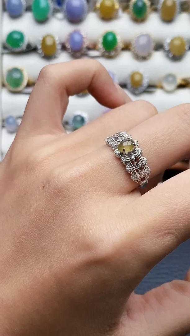 银S925镶嵌戒指翡翠0391