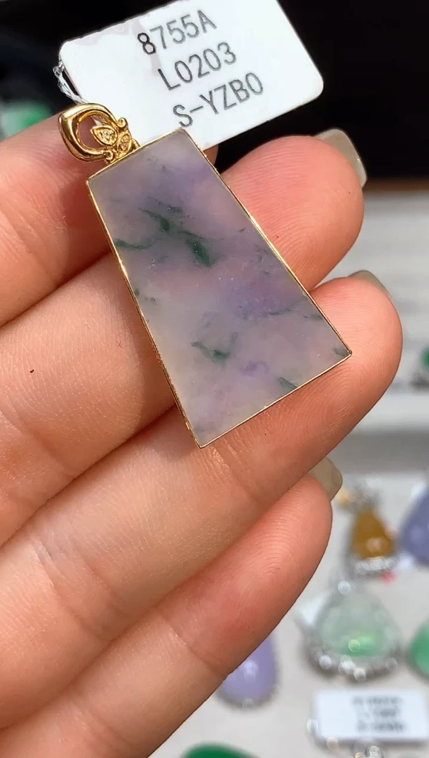 翡翠18K金镶嵌吊坠(不含链)L0203多样性发其一