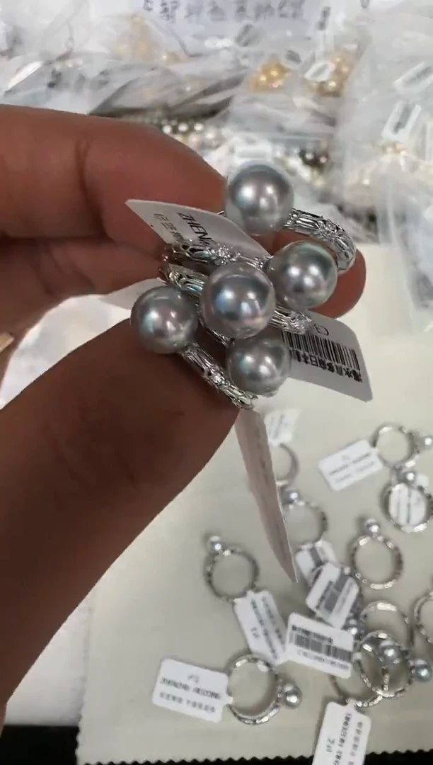 银S925镶嵌戒指海水珍珠多样性发其一