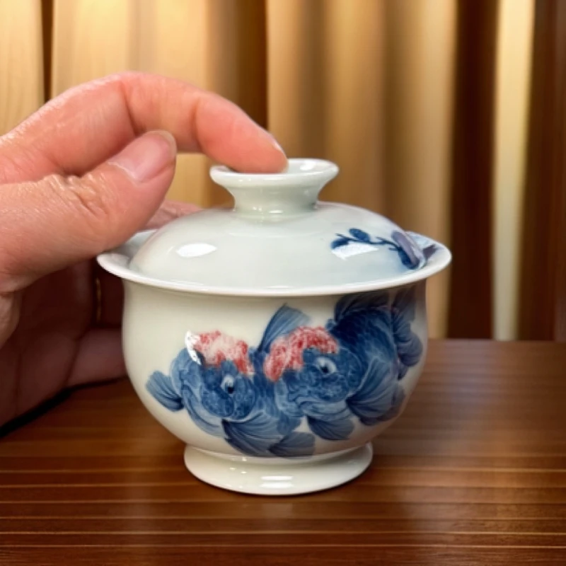 晓月庐｜林月红｜小泰狮金鱼布袋盖碗