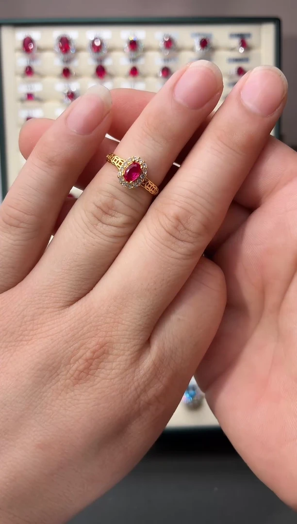 银S925镶嵌戒指红宝石0000