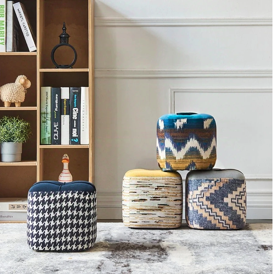 轻奢网红家用千鸟凳子板凳茶几简约换鞋客厅坐凳矮凳沙发门口摆件