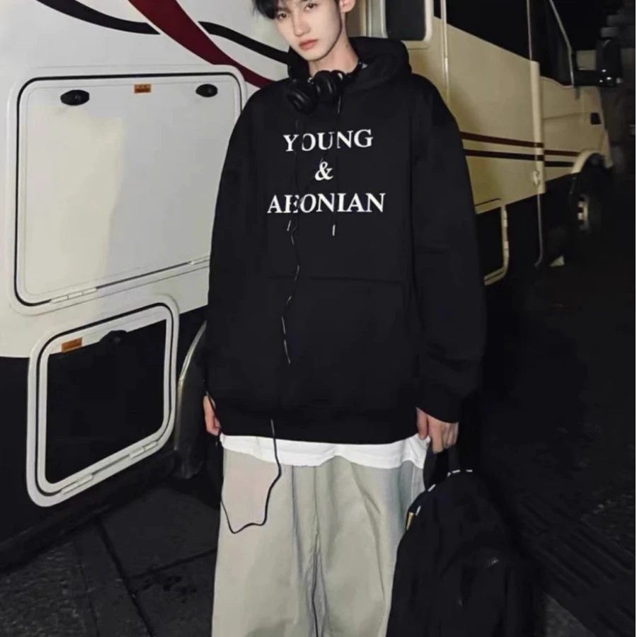 潮牌重磅连帽卫衣女男秋冬2025新款美式休闲宽松大码加绒外套上衣