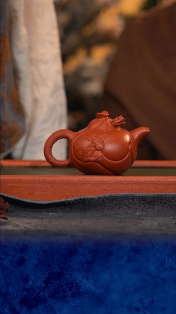 紫砂 宜兴紫砂 TZP  鱼化龙 粗砂朱泥 小