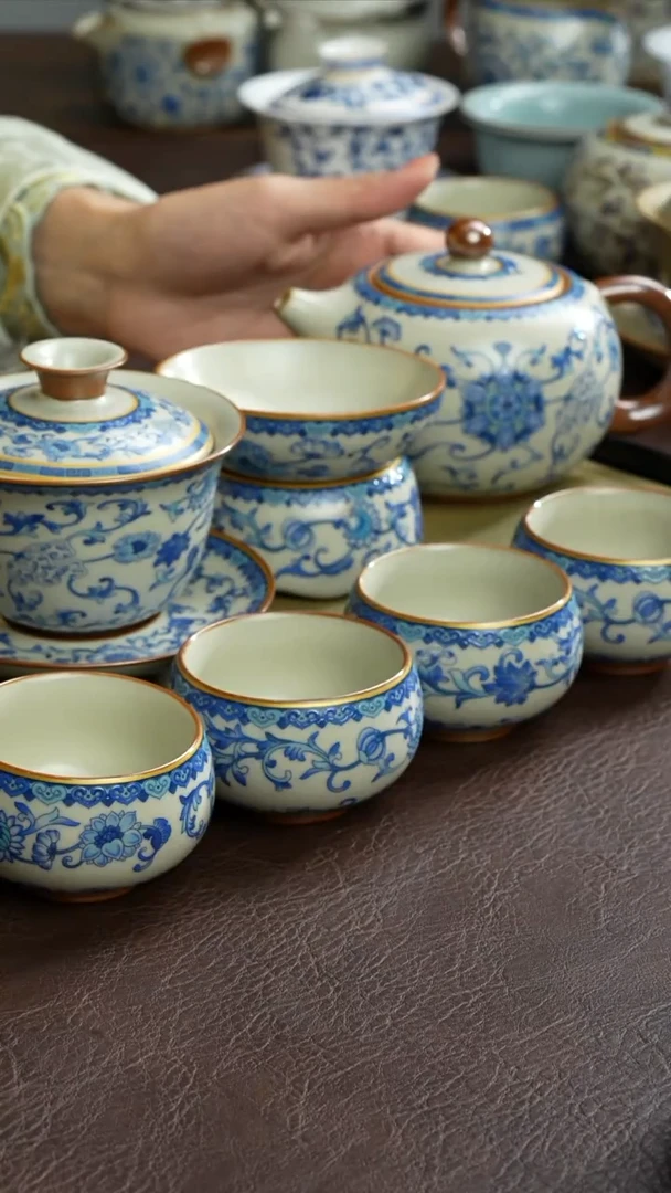 【闪购商品】青花西施壶+盖碗+茶漏+主人杯x4