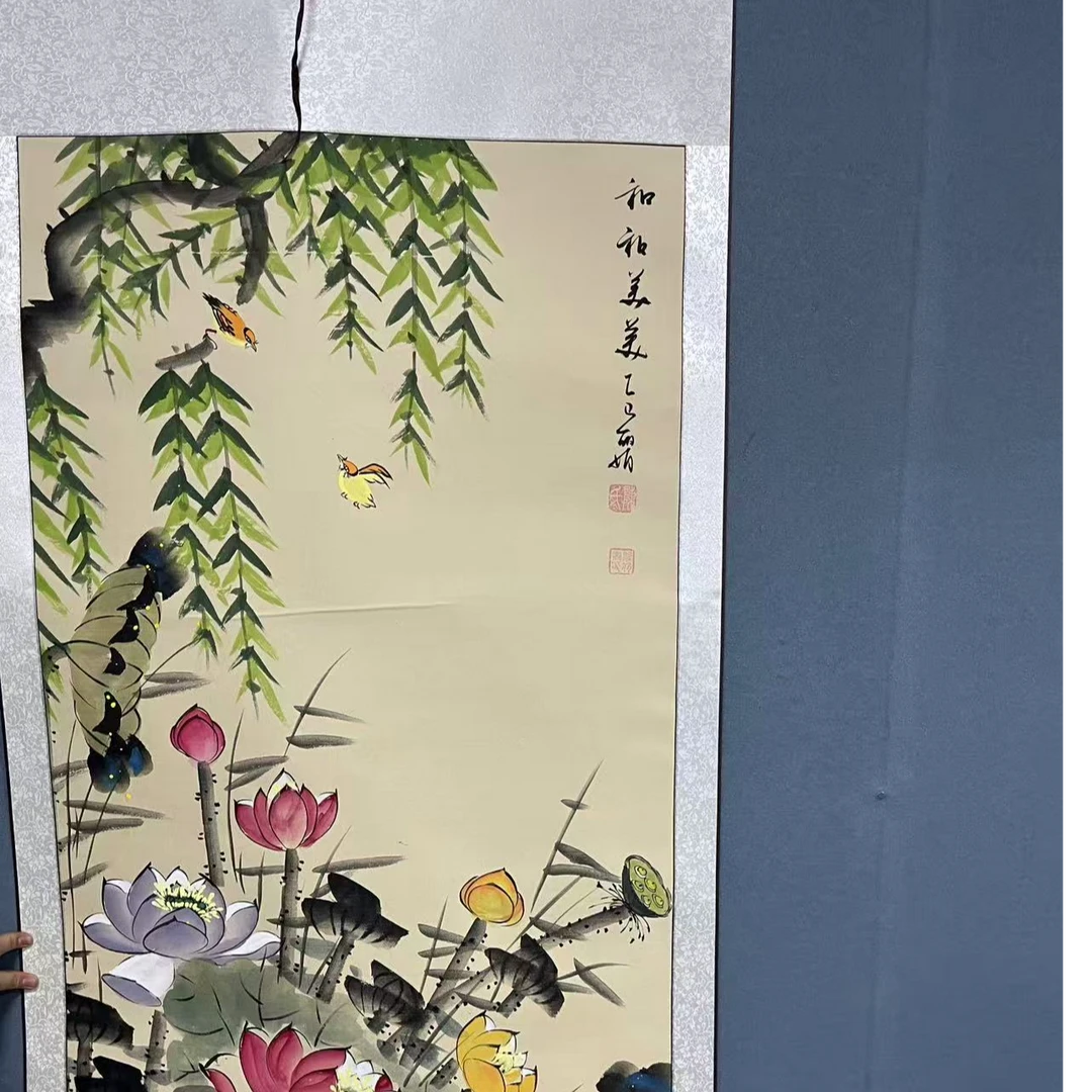 陈丽娟-四尺-荷花-卷轴