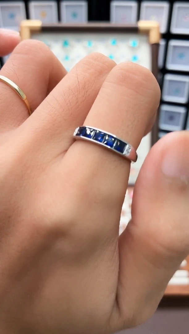 戒指蓝宝石银S925镶嵌000