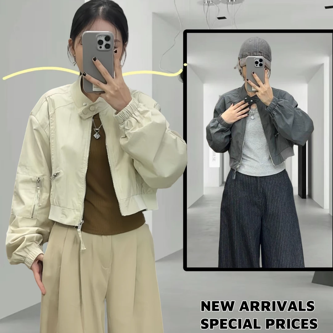 2025秋冬新款棒球服短外套韩版通勤宽松拉链立领冲锋衣上衣夹克女
