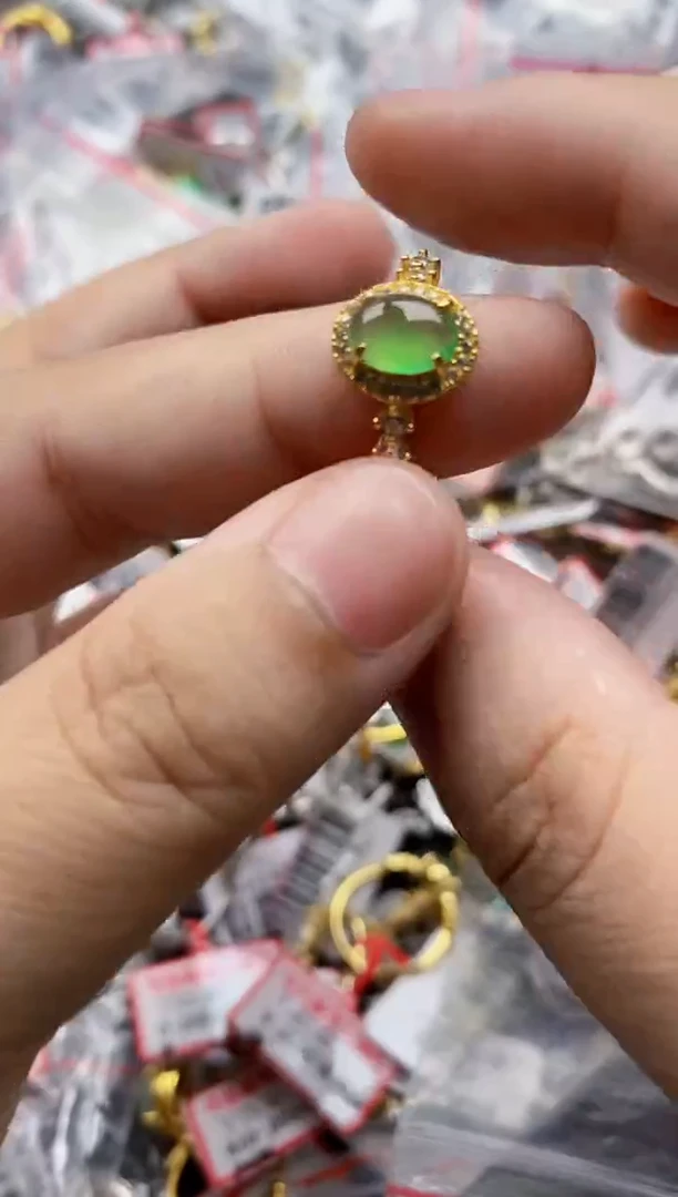 翡翠戒指银S925镶嵌55555   1