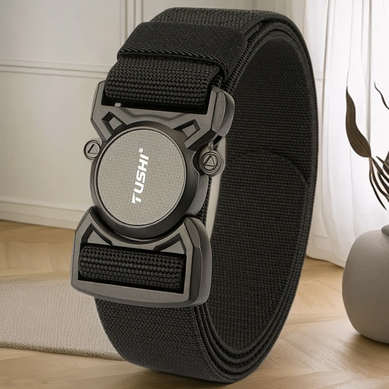 新款战术插扣男士松紧弹力腰带工装户外训练百搭皮带快拆休闲裤带