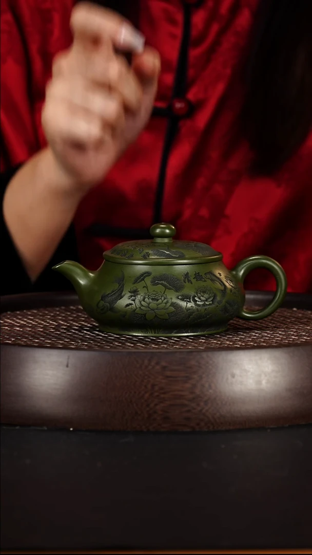 茶壶紫砂宜兴紫砂壶景舟民国绿泥明炉240cc