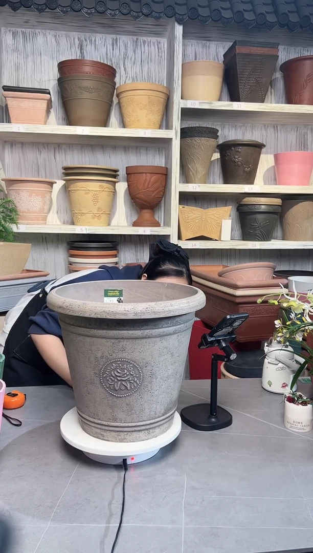 38*33手工浮雕纹理大花盆外贸尾单