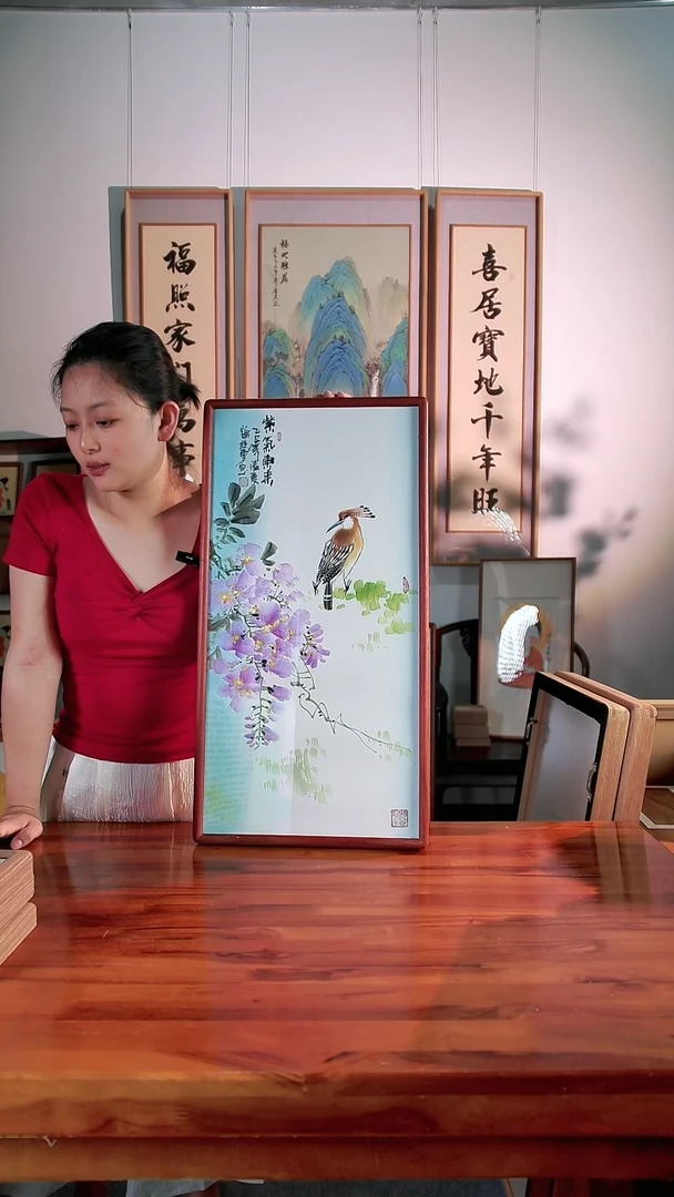 国画徐然老师花鸟国画35*68CM挂画摆台
