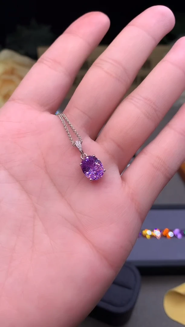 颈饰银S925镶嵌紫色碧玺2222