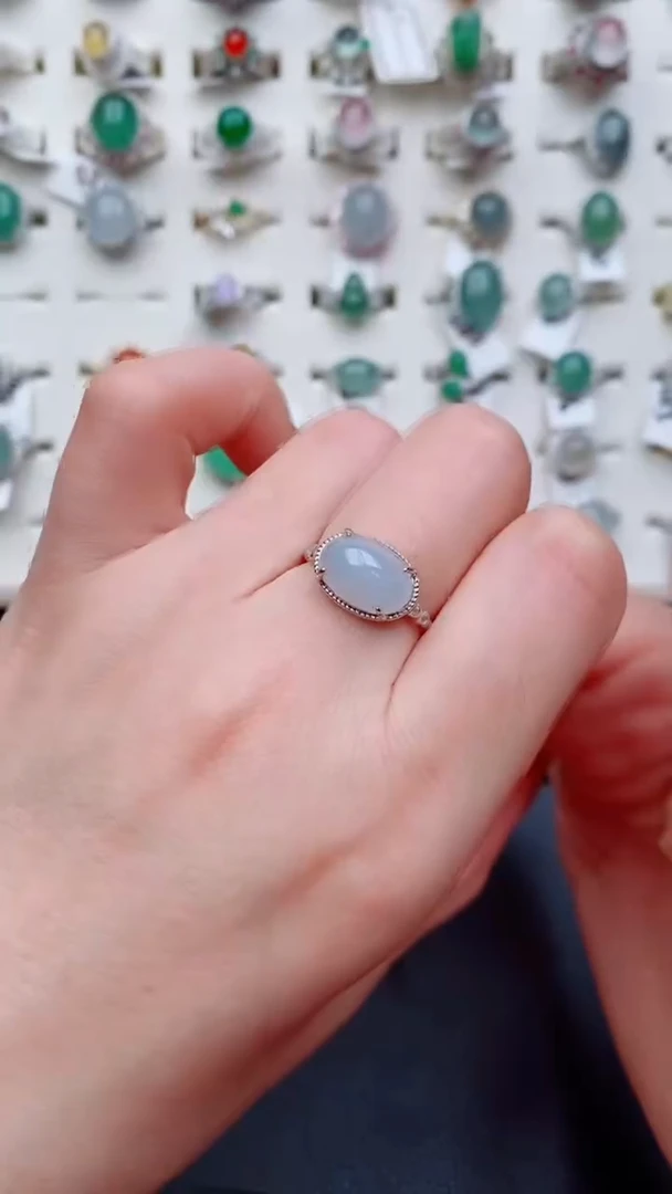 银S925镶嵌戒指翡翠...