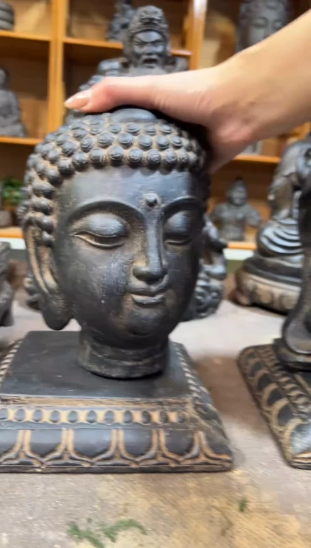 陶土【火山泥】小佛首+莲花底座