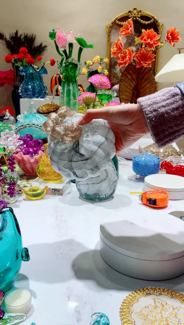 【闪购商品】琉璃手工艺品 白色 油画风 南瓜