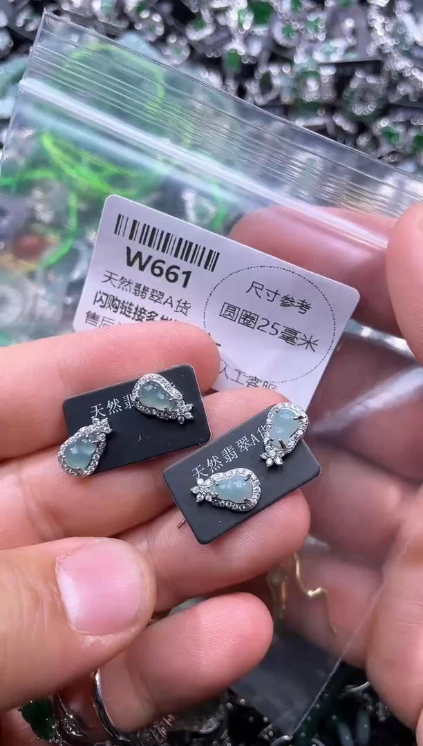 【闪购商品】翡翠颈饰未镶嵌W661耳钉 多样性发其一