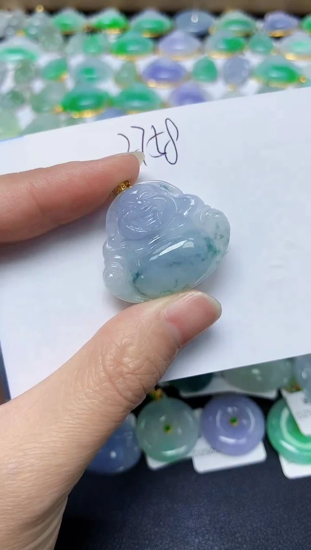 翡翠18K金镶嵌颈饰天然缅甸翡翠A货
