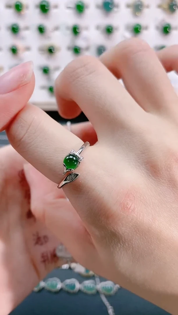 【闪购商品】翡翠戒指银S925镶嵌天然翡翠