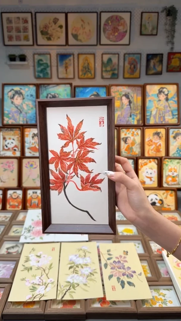 国画红枫叶 手绘国画27