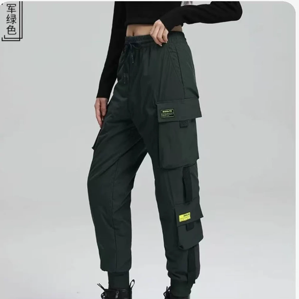 SW003多口袋情侣款工装裤束脚羽绒裤男外穿冬季防水防寒休闲裤