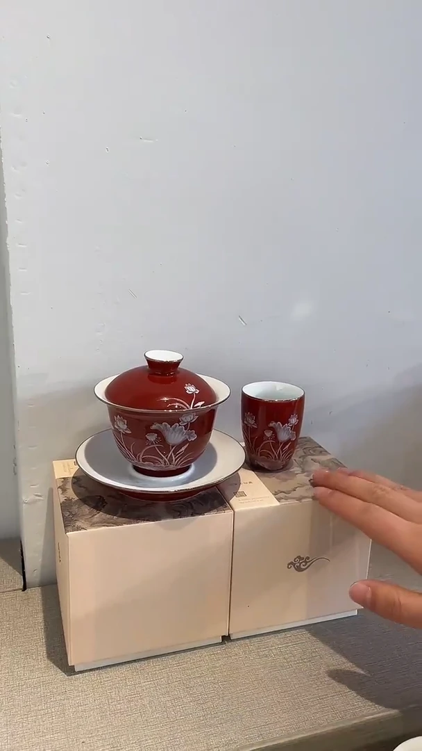 景德镇高温瓷即红盖碗