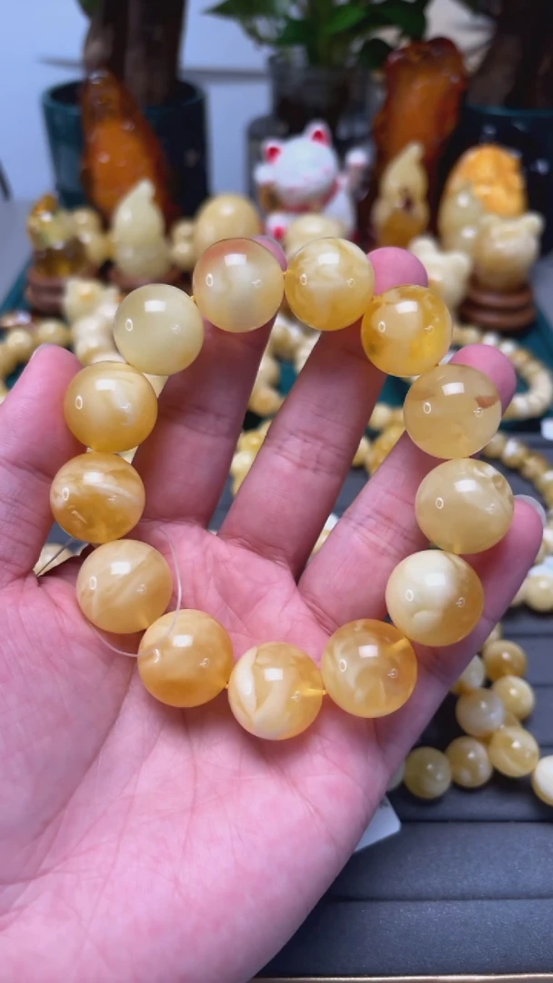 手串蜜蜡未镶嵌p56全品金白妖孽单圈 47.4克 18+mm